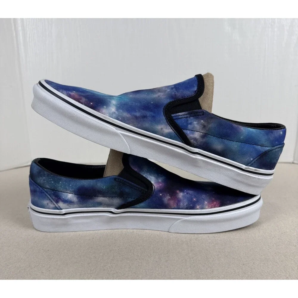 Vans Classic Slip On Galaxy Nebula Cosmic Shoes Men 9.5 Women 11 Blue Purple